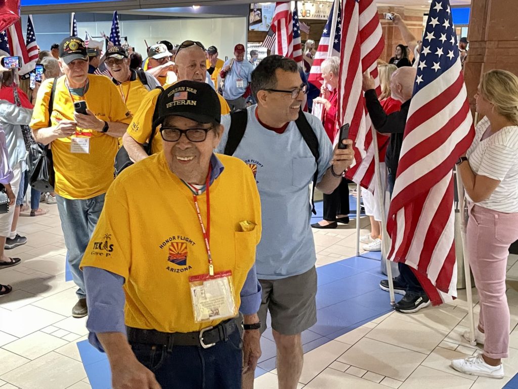 Supporting the Honor Flight program with sendoff breakfasts, attending arrivals return, providing a veteran companion, donations to pay for veteran's trip, and cards for the mailbag.